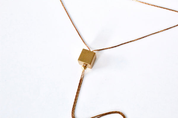 Gold cube necklace pendant