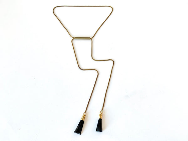 Adjustable necklace with leather tassels