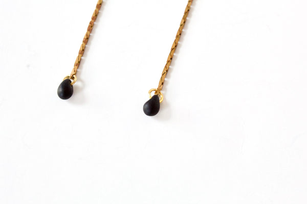 Black glass czech bead tips