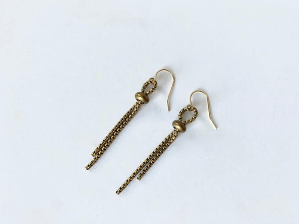 Lasso style earrings with rolo chain and slide bead