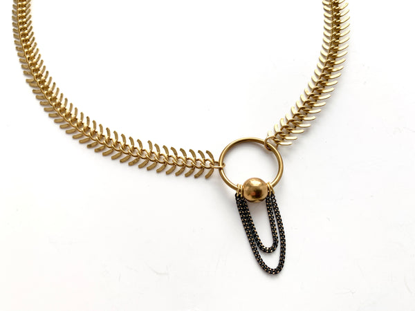 Close-up of the bead pendant with hanging chain