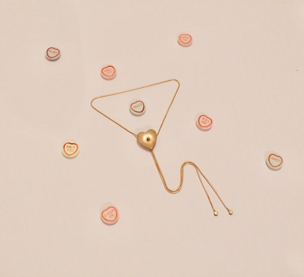 Heart bolo tie necklace styled image