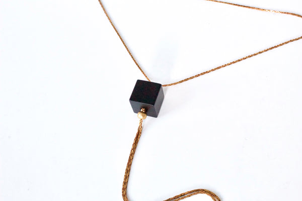Matte black cube necklace pendant