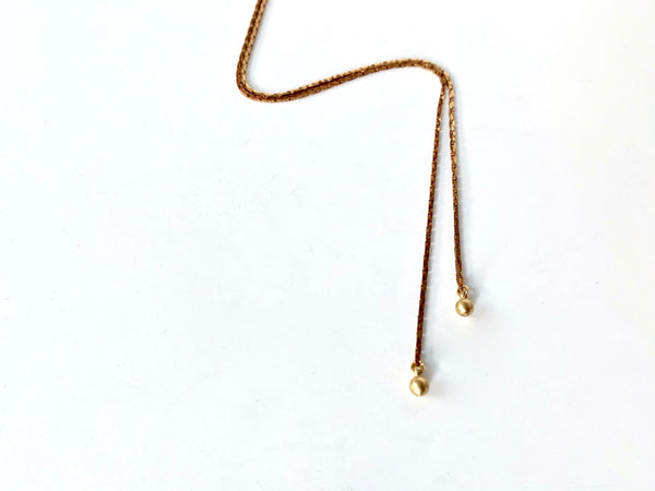 Square brass snake chain with round brass bolo tie tips