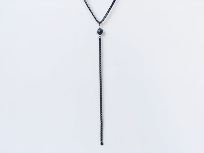 Black cube chain lariat necklace