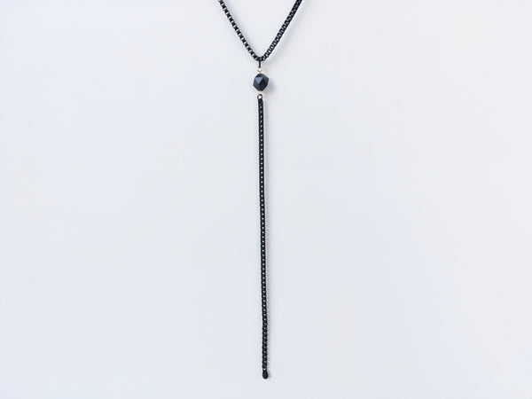 Black cube chain lariat necklace