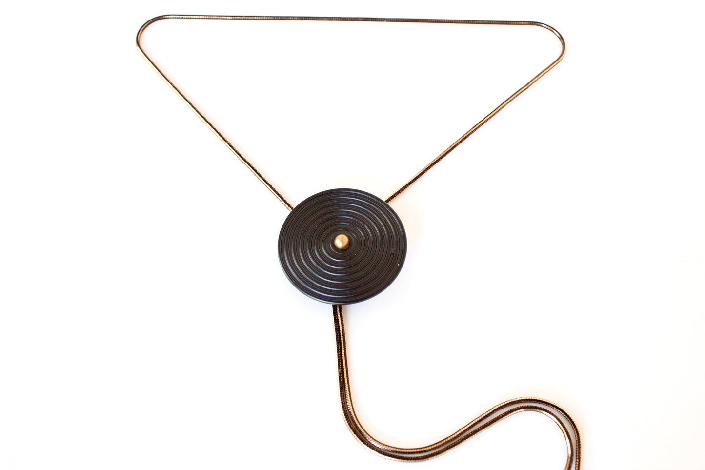 Matte black circle medallion of bolo tie necklace