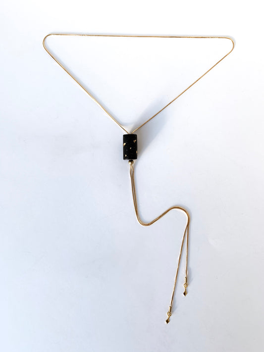 Holiday bolo tie necklace with clay pendant