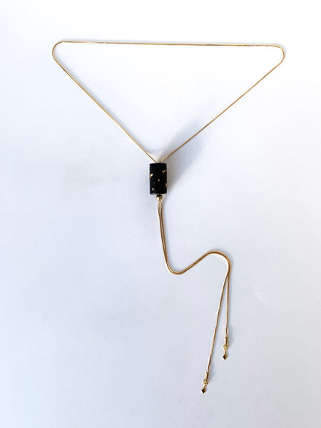 Holiday bolo tie necklace with clay pendant