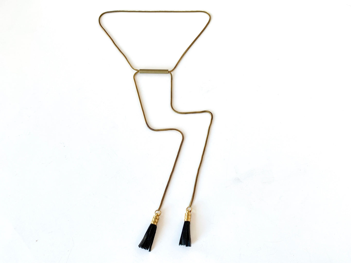 Adjustable necklace with leather tassels