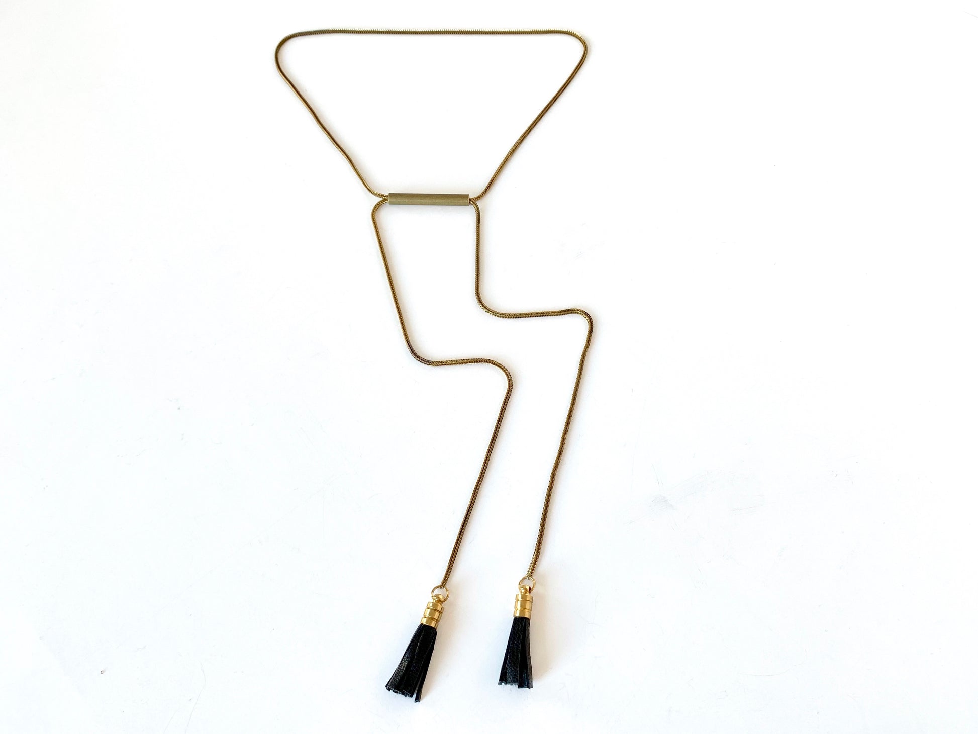 Adjustable necklace with leather tassels