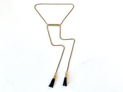 Adjustable necklace with leather tassels