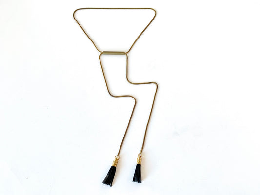 Adjustable necklace with leather tassels