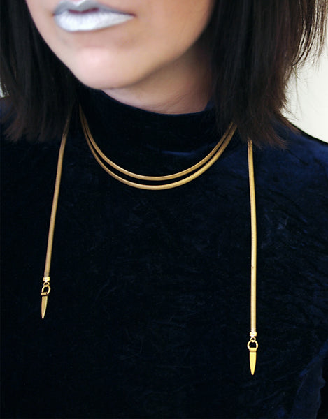 Gold wrap choker necklace