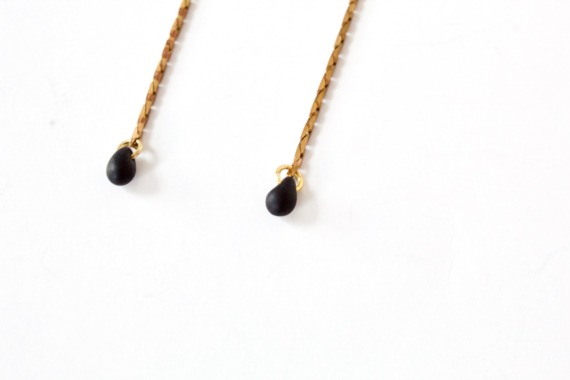Black glass czech bead tips