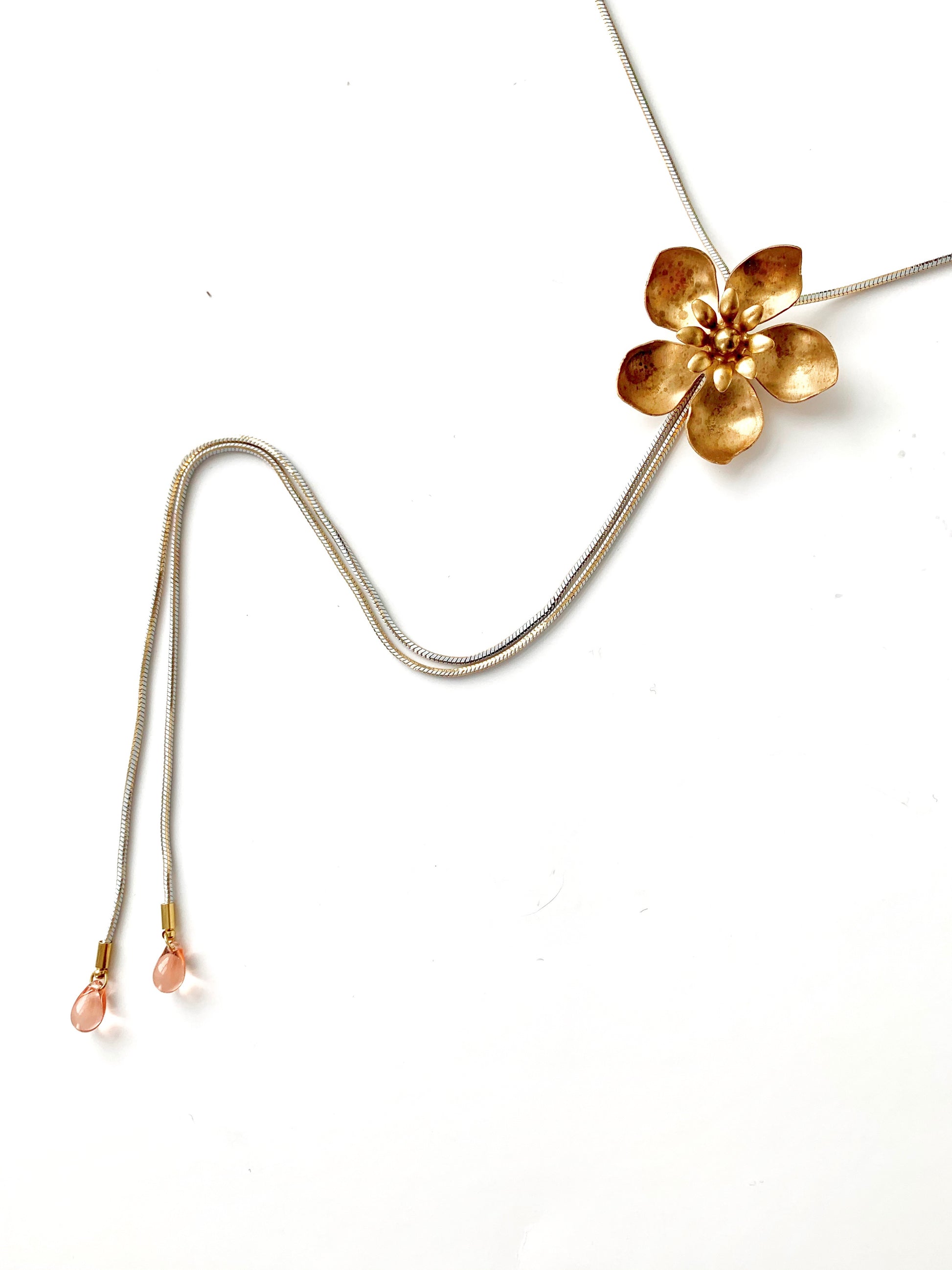 WILD ROSE Flower Bolo Tie Necklace 