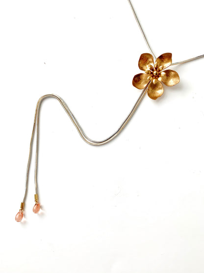 WILD ROSE Flower Bolo Tie Necklace 
