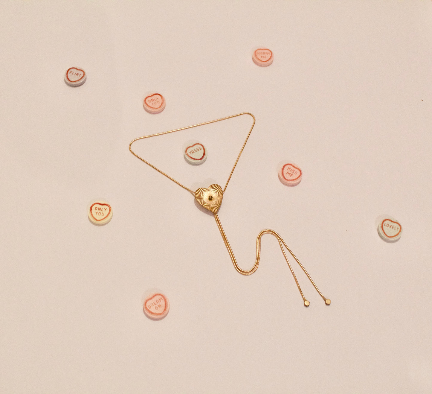 Heart bolo tie necklace styled image