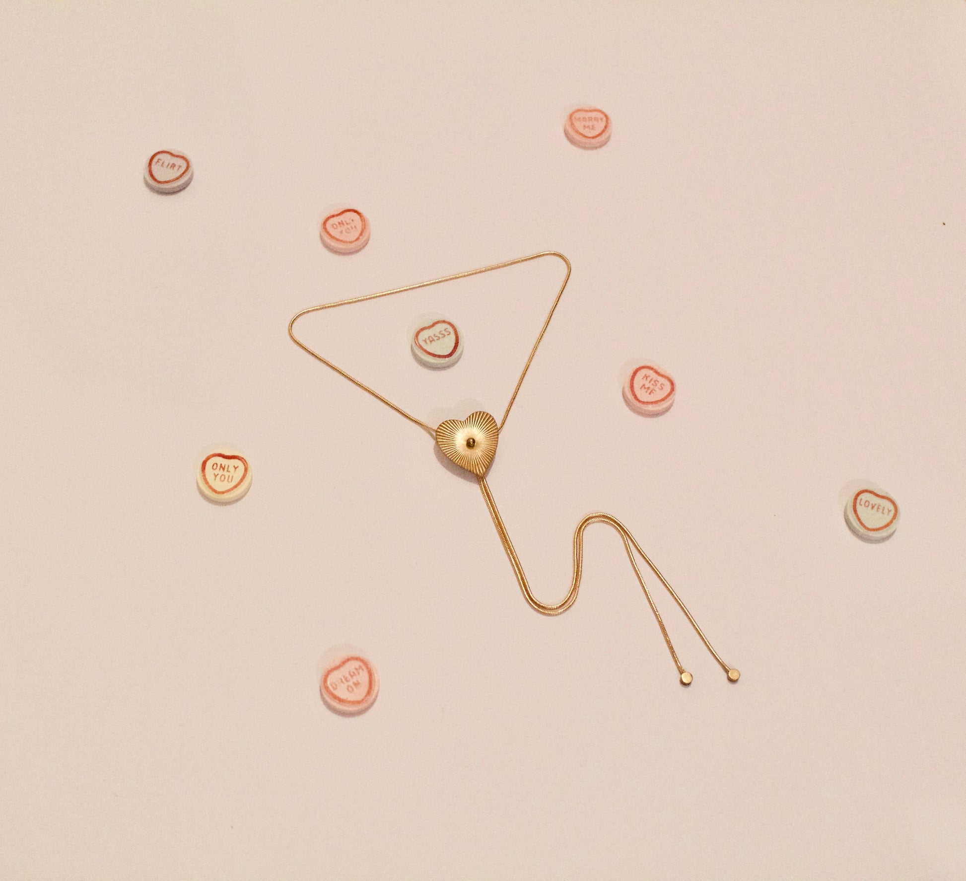 Heart bolo tie necklace styled image